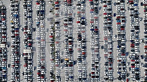 aerial view of vehicles in the parking lot