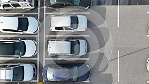 aerial view of vehicles in the parking lot