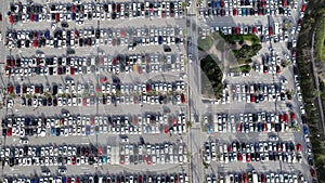 aerial view of vehicles in the parking lot