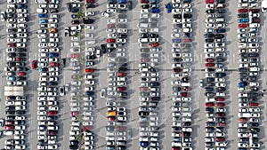 aerial view of vehicles in the parking lot
