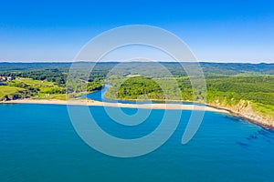 Aerial view of Veleka beach in Bulgaria