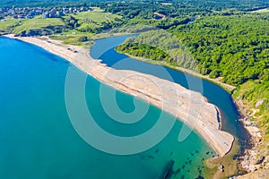 Aerial view of Veleka beach in Bulgaria