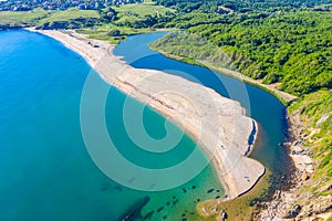 Aerial view of Veleka beach in Bulgaria