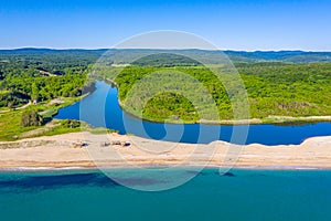 Aerial view of Veleka beach in Bulgaria