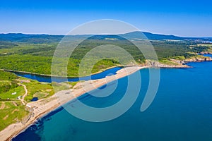 Aerial view of Veleka beach in Bulgaria