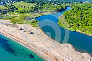 Aerial view of Veleka beach in Bulgaria