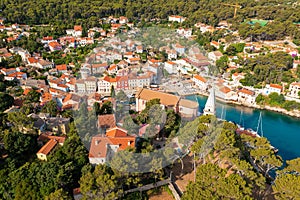 Aerial view of Veli Losinj town in the Adriatic Sea in Croatia