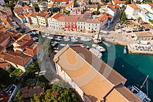 Aerial view of Veli Losinj town in the Adriatic Sea in Croatia