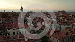 Aerial View Venice city with Historical Buildings and Bell Tower, Skyline, Italy