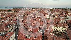 Aerial View Venice city with Historical Buildings and Bell Tower, Skyline, Italy