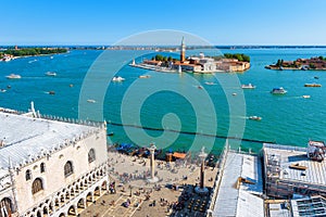 Aerial view of Venice with St Mark`s Square