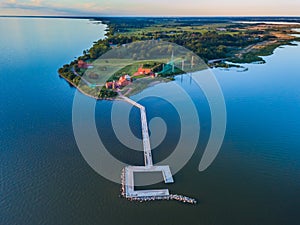 Aerial view of Vente Cape in Lithuania, bird ringing place