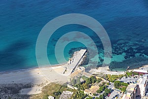 Aerial view of the Vergine Maria Beach in Palermo, Sicily, Italy photo