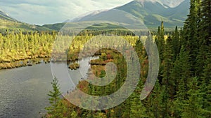 Aerial view of the Vermilion Lakes near Banff, Canada