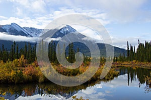 Aerial view of the Vermilion Lakes near Banff, Canada