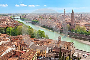 Aerial view on Verona and Adige river photo