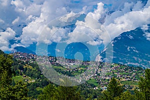 Aerial view of Veysonnaz in Valais, Switzerland photo