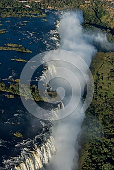 Aerial view of Victoria Falls in gorge