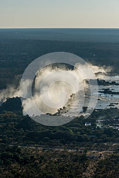 Aerial view of Victoria Falls from helicopter