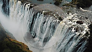 Aerial View Victoria Falls, Shungu Namutitima at the Border of Zimbabwe and Zambia in Africa