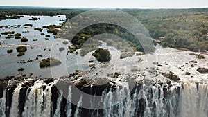 Aerial View Victoria Falls, Shungu Namutitima at the Border of Zimbabwe and Zambia in Africa