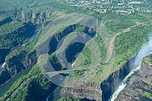 An aerial view of Victoria Falls, Zimbabwe