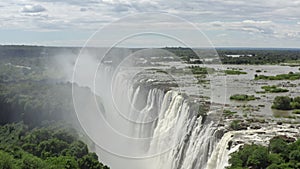 Aerial view of Victoria Zambia waterfall.