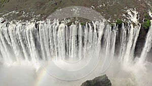 Aerial view of Victoria Zambia waterfall.