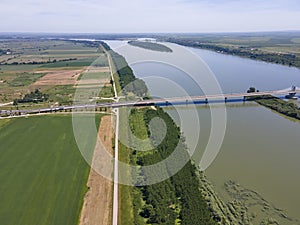 Aerial view of Vidin - Calafat bridge between Romania and Bulgaria photo