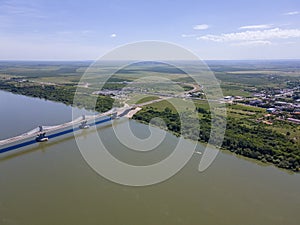 Aerial view of Vidin - Calafat bridge between Romania and Bulgaria photo