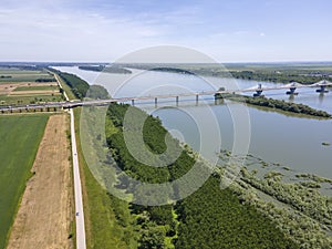 Aerial view of Vidin - Calafat bridge between Romania and Bulgaria photo