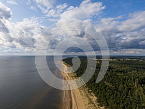 Aerial view of Vidzeme shoreline and Vitrupe beach in Latvia