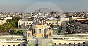 Aerial view of Vienna city in Austria. Vienna center top aerial panorama. Vienna skyline from top. Wien downtown