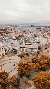 Aerial view of Vienna city center in autumn