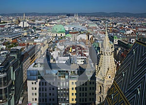 Aerial view of Vienna city center from Cathedral