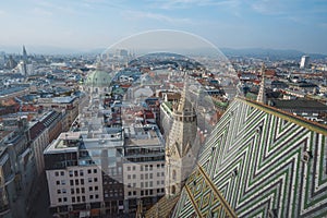 Aerial view of Vienna and St Stephens Cathedral Stephansdom - Vienna, Austria
