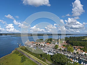 Aerial view with view over Veere. Zeeland province in the Netherlands