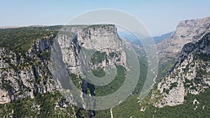 Aerial view of Vikos gorge and Pindus Mountains, Zagori, Epirus, Greece
