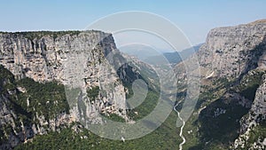 Aerial view of Vikos gorge and Pindus Mountains, Zagori, Epirus, Greece