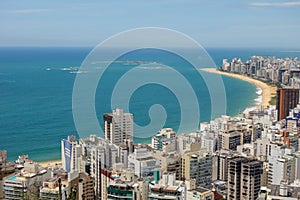 aerial view of Vila Velha cityscape and beachfront buildings, in Espirito Santo state, Brazil