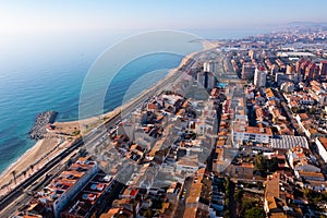 Aerial view of Vilassar de Mar on Mediterranean coast, Spain photo