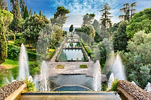 Aerial view of Villa d'Este, Tivoli, Italy