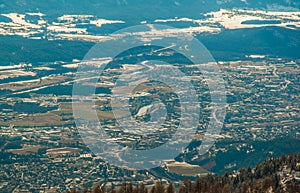 aerial view of villach from top of the gerlitzen mountain in austria....IMAGE