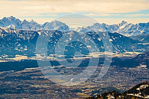 aerial view of villach from top of the gerlitzen mountain in austria....IMAGE