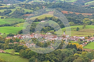 Aerial view of the village of Ainhoa