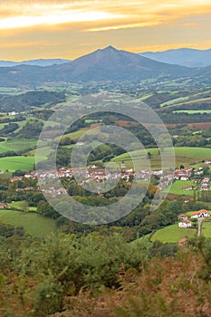 Aerial view of the village of Ainhoa