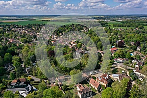 aerial view on the village of Barbizon in Seine et Marne