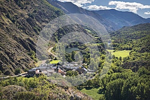 Aerial View of the Village of Boren in the Pyrenees
