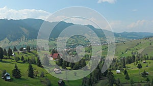 Aerial View Of Village In Bucovina.