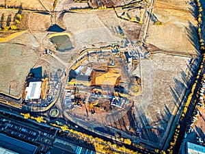 Aerial view of village of Coalville in Leicestershire